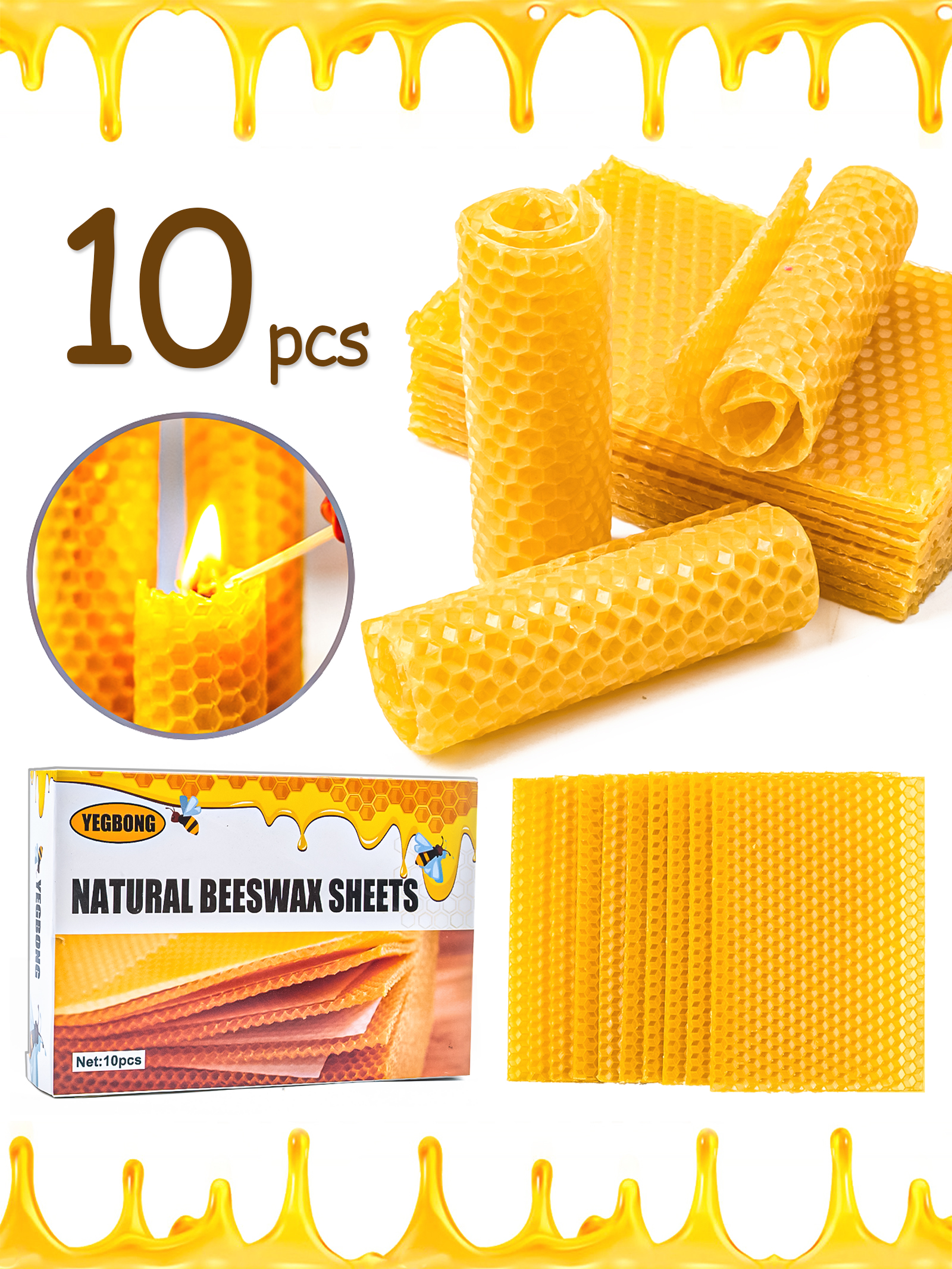 10Pcs Natural Honeycomb Bee Wa – Candle Making Supplies For Beginners recenzja i cena